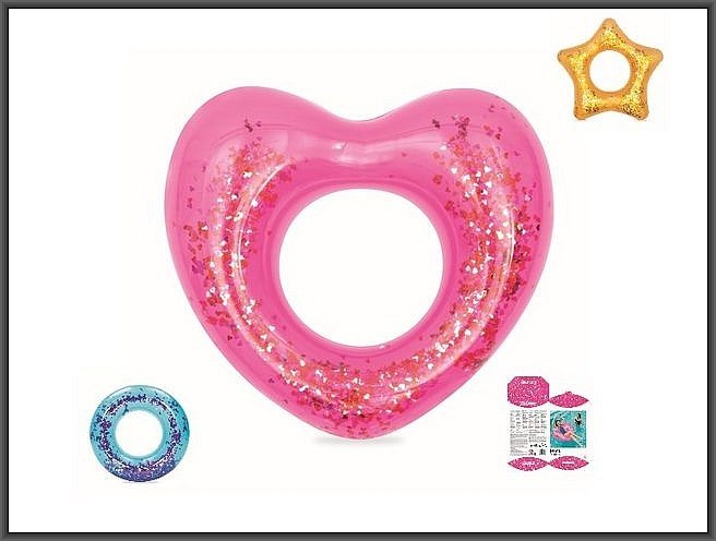 SWIMMING RING STAR, HEART WITH GLITTER 91CM BESTWAY